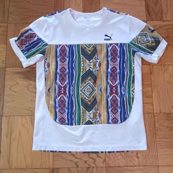puma-coogi Other - Puma Coogi Callob. White Tee with Colorful Tribal Pattern